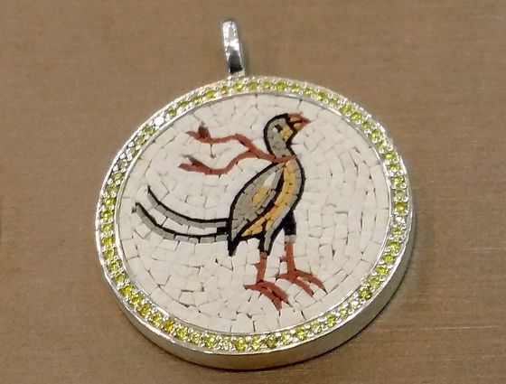 Mosaic pendant with a partridge
