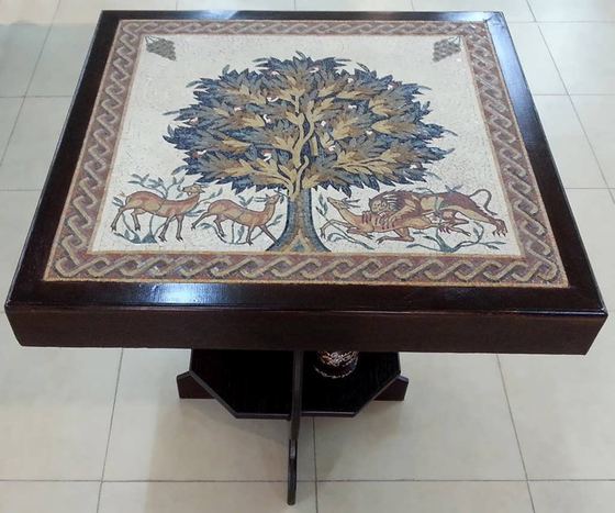 Square mosaic table with the Tree of Life