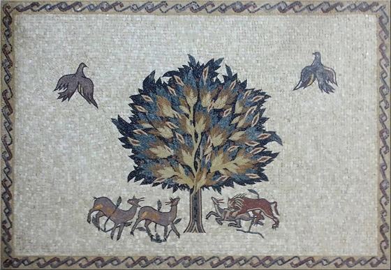 Tree of Life mosaic with birds