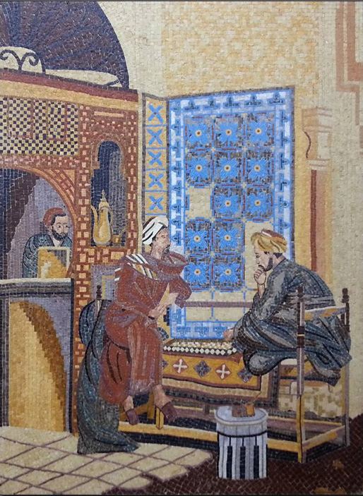 Mosaic of a courtyard scene