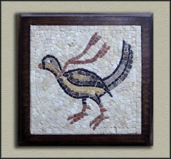 Framed mosaic of a bird